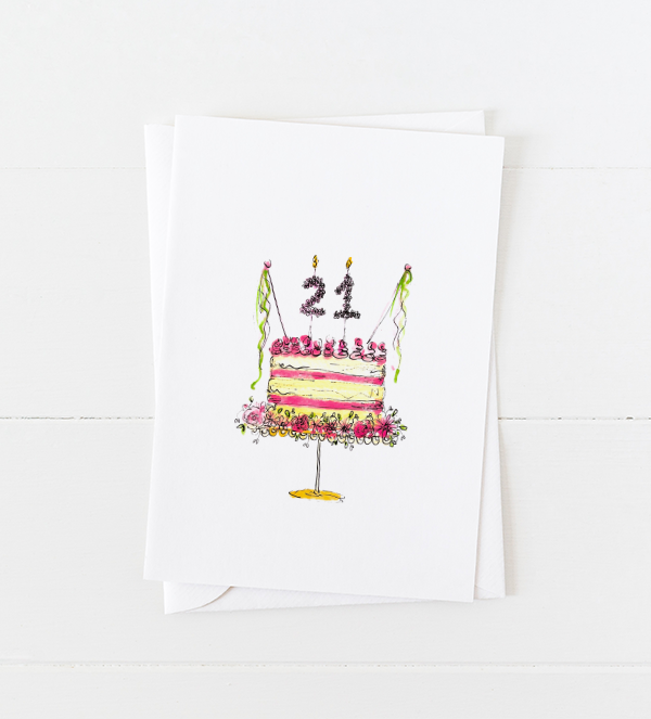 21st Birthday Cake Greeting Card