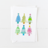 Festive Christmas tree doodles Christmas card with pointed flap envelope