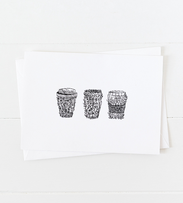 Coffee Cup Doodles Greeting Card