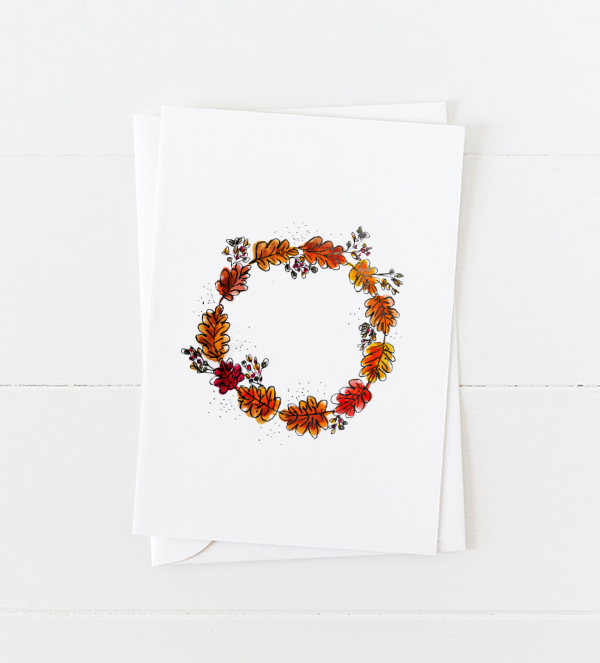 Fall Leaves Wreath Greeting Card