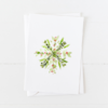 Watercolor botanical snowflake Christmas card with pointed flap envelope