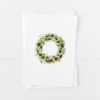 Holly holiday wreath Christmas card with pointed flap envelope