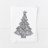 Hand drawn Christmas tree created from ornament doodles with a pointed flap envelope
