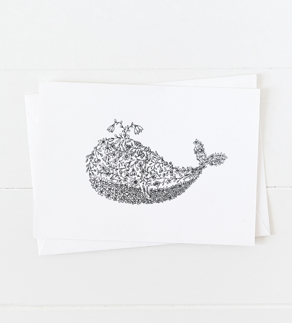 Preppy Whale Doodle Greeting Card