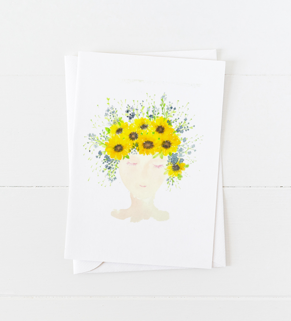 Sunflower Girl Greeting Card