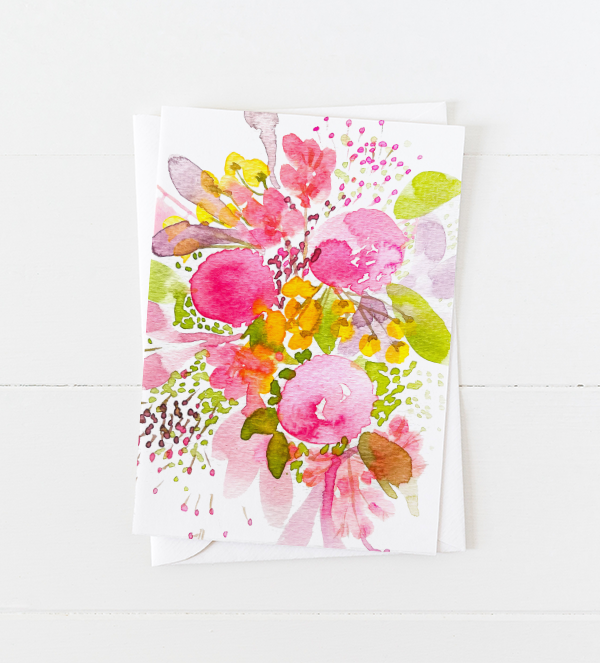 Vibrant Pink Floral Greeting Card