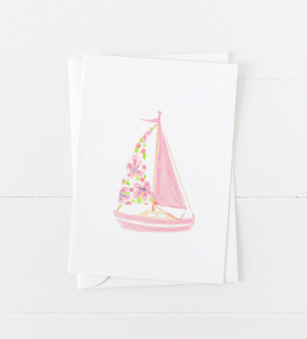 Pink Sailboat Greeting Card