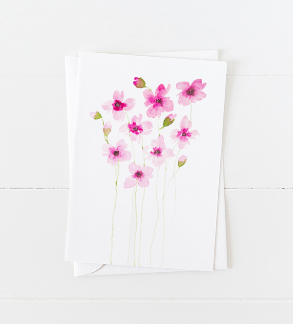 Pink Wildflowers Greeting Card