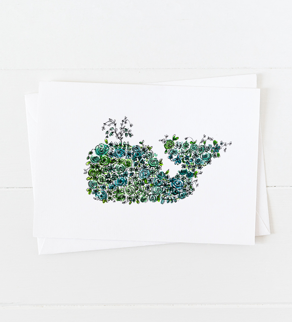 Preppy Blue Whale Greeting Card