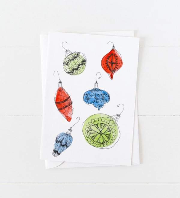 Colorful Vintage Ornaments Greeting Card