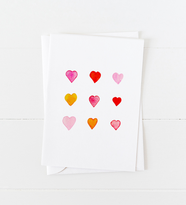 Watercolor Hearts Greeting Card