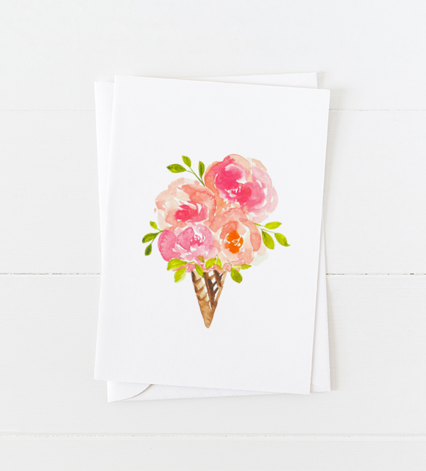 Ice Cream Cone Flower Notecards