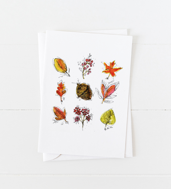 Colorful Fall Leaves Greeting Card