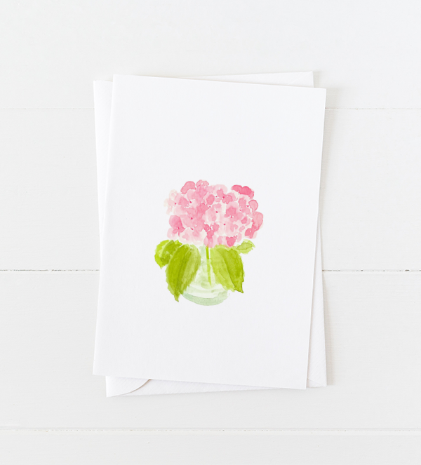Pink Hydrangea in a Vase Greeting Card