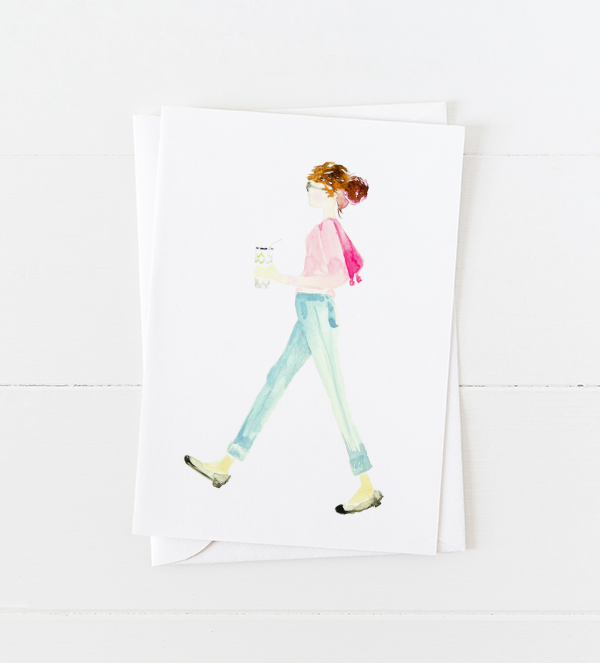 Travel Mug Girl Greeting Card