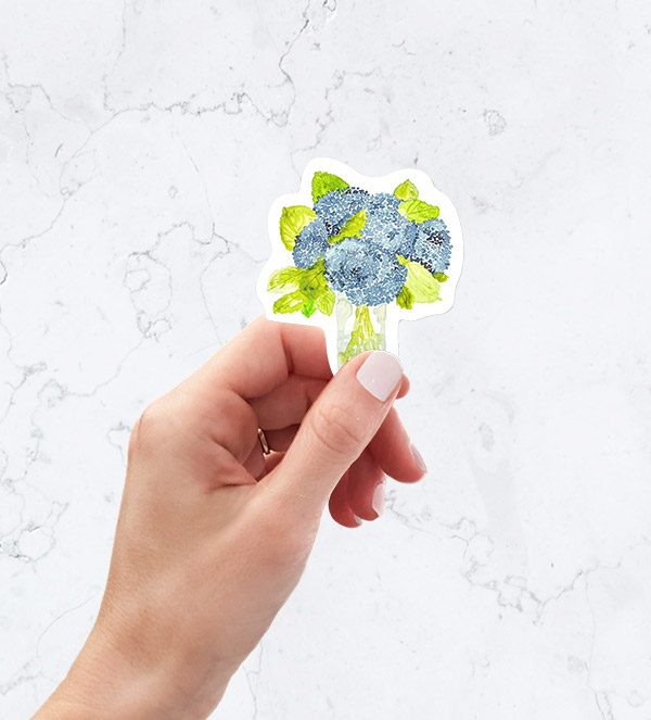 Blue Hydrangea Die Cut Sticker