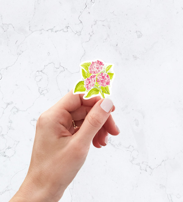 Pink Hydrangea Die Cut Sticker