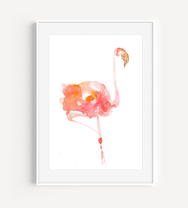 Pink Flamingo Watercolor Print