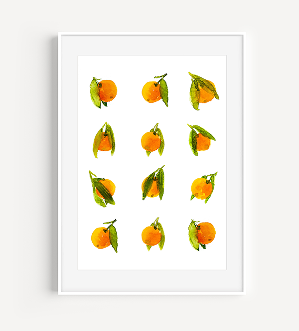 Orangy Oranges Watercolor Print