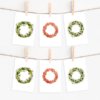 Holiday wreath Christmas card set with 6 cards and pointed flap envelopes