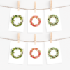Holiday wreath Christmas card set with 6 cards and pointed flap envelopes