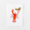 Watercolor lobster doodle holding a holiday branch with berries Christmas Card with pointed flap envelope