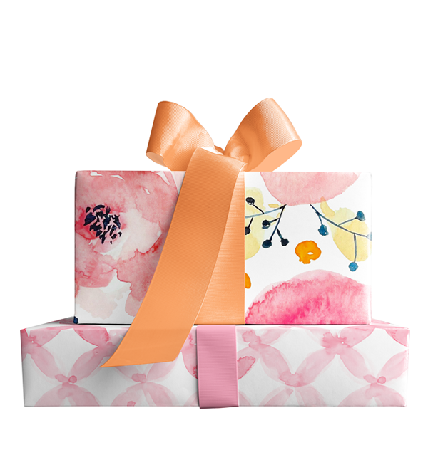 Pink Floral Berries and Newport Double-Sided Gift Wrap Sheets