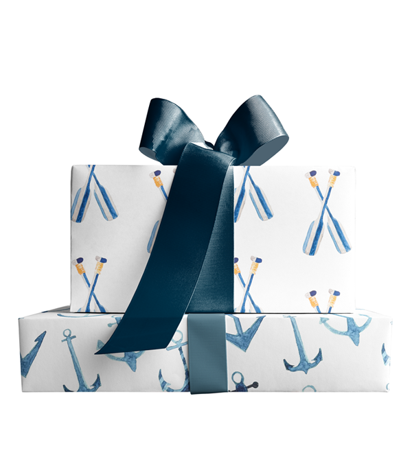 Blue Oars and Anchors Double-Sided Gift Wrap Sheets