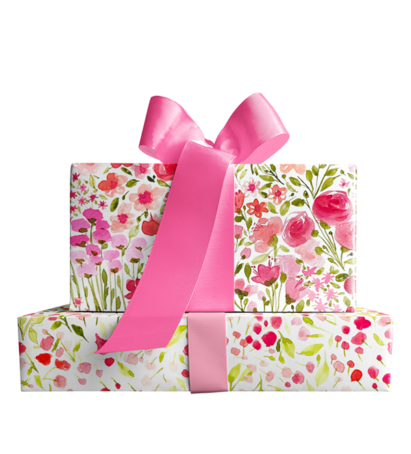 Pink Garden and Pink Buds Double-Sided Gift Wrap Sheets