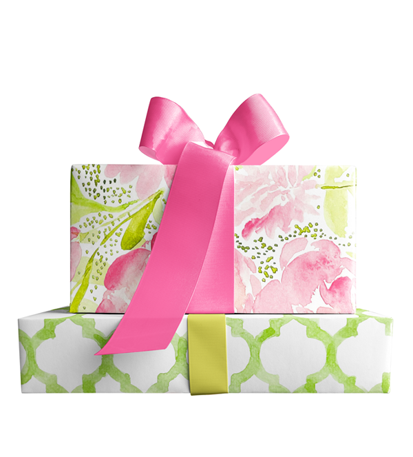 Pink and Green Floral Trellis Double-Sided Gift Wrap Sheets