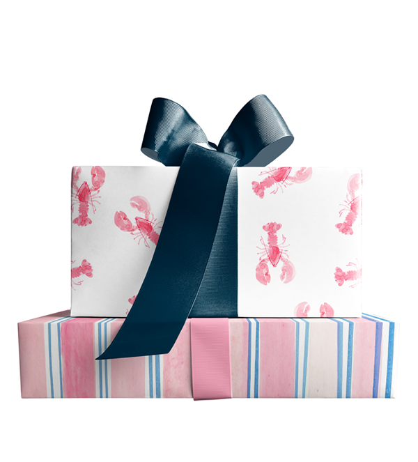 Pink Lobsters and Stripes Double-Sided Gift Wrap Sheets