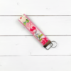 Pink Flower Doodles Wristlet Keychain