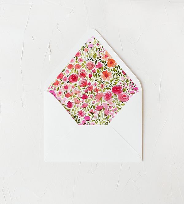 Pink Garden Lined Envelopes