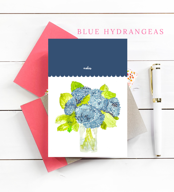 Blue Hydrangeas Notepad from A Little Hello Co.