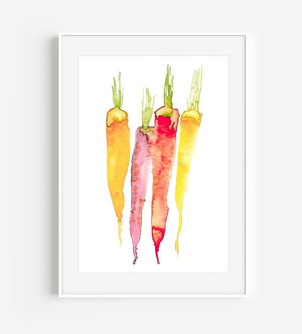 Rainbow Carrots Watercolor Print from A Little Hello Co.