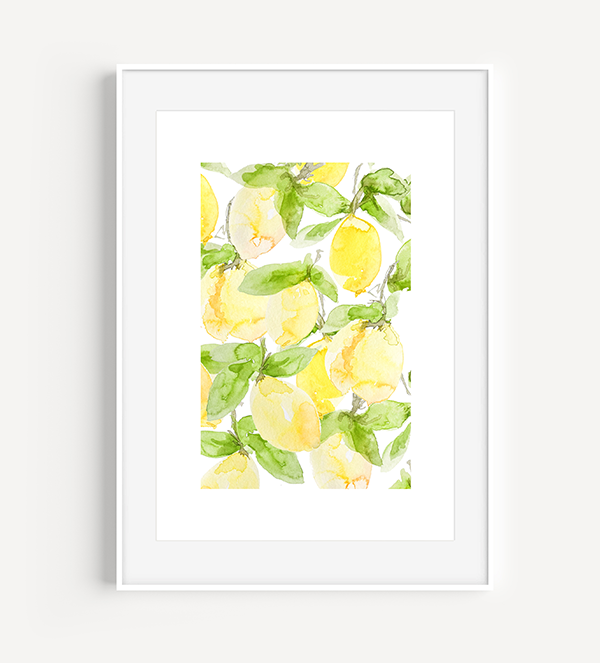 Fresh Lemons Watercolor Print