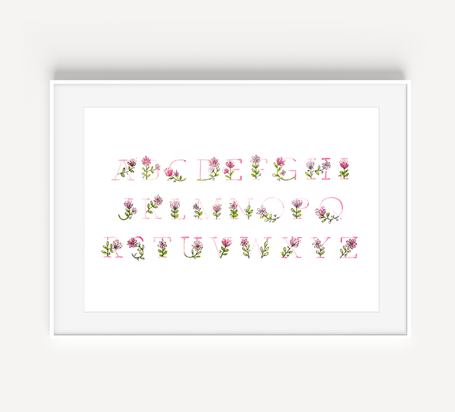 Pink Floral Alphabet from A Little Hello Co.