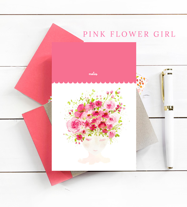 Pink Flower Girl Notepad from A Little Hello Co.
