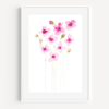 Pink Flower Stems Watercolor Print