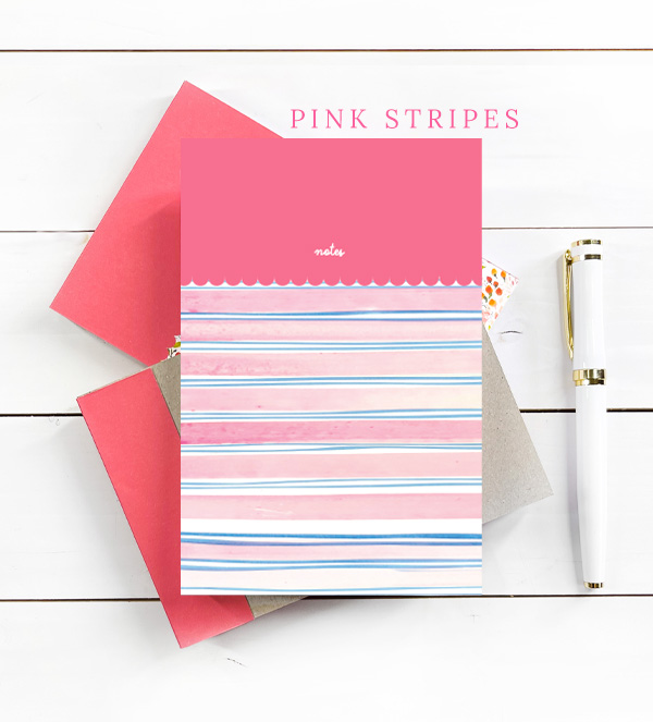 Pink Stripes Notepad from A Little Hello Co.