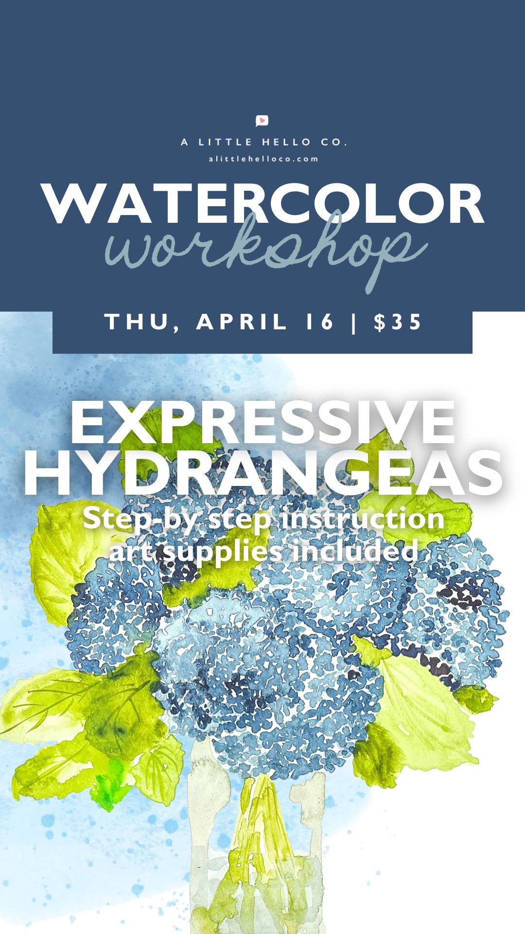 Watercolor Workshop: Expressive Hydrangeas