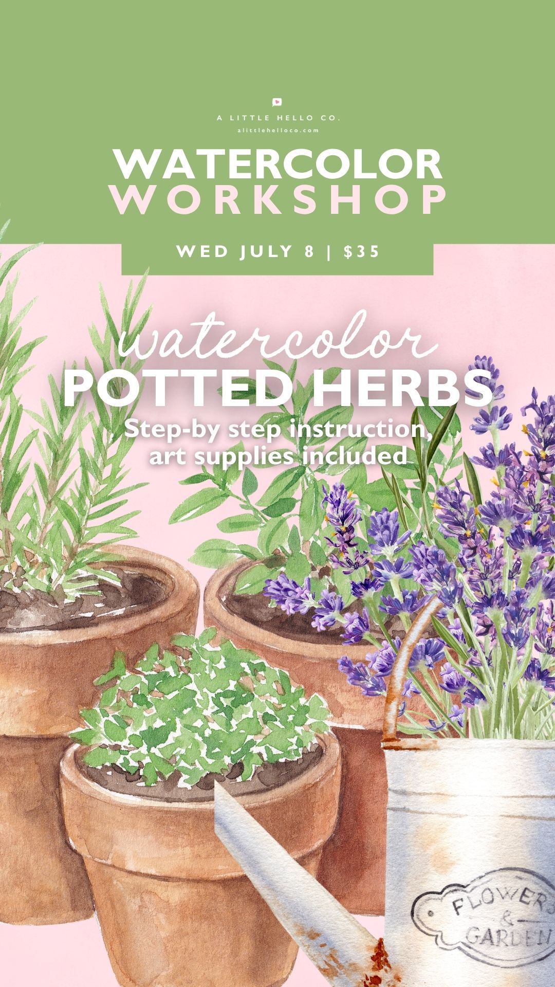 Watercolor Workshop: Potted Herbs