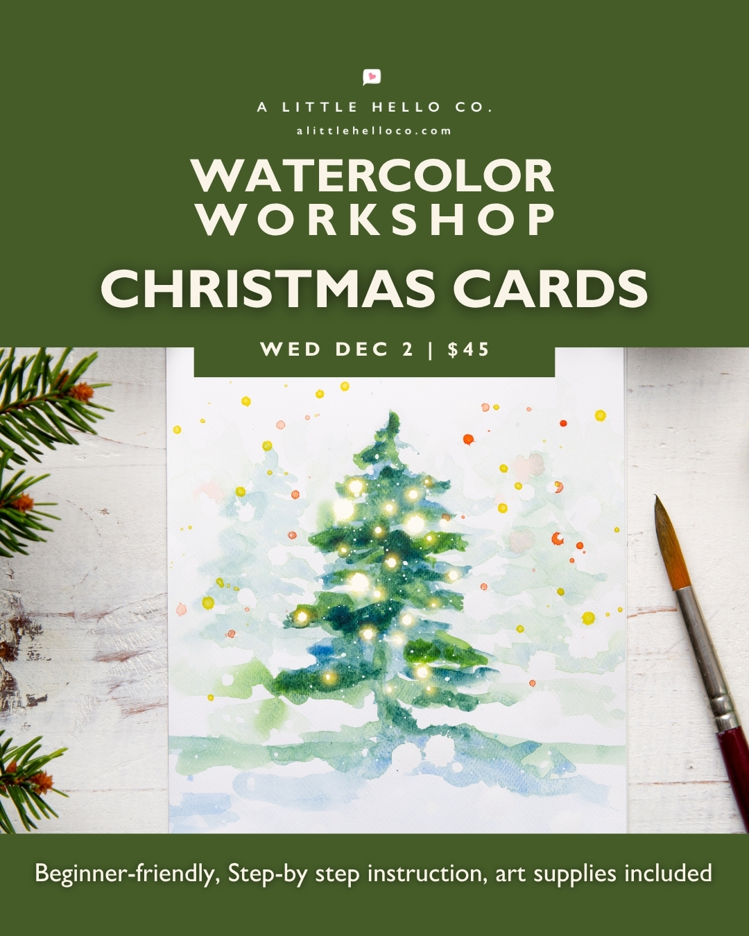 Watercolor Workshop: Christmas Cards in December