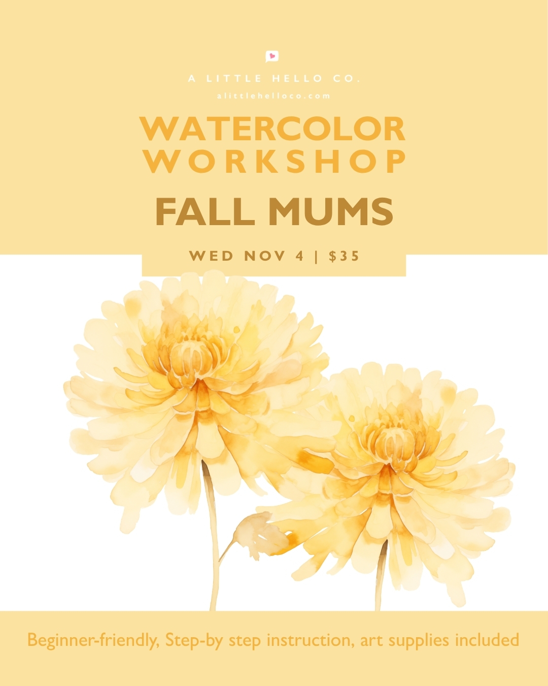 Watercolor Workshop: Fall Mums