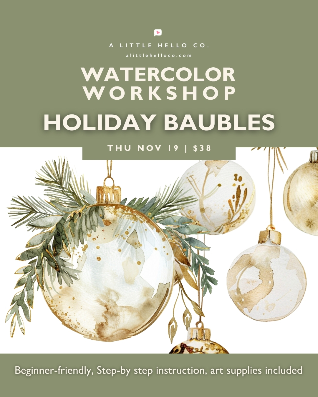 Watercolor Workshop: Holiday Baubles